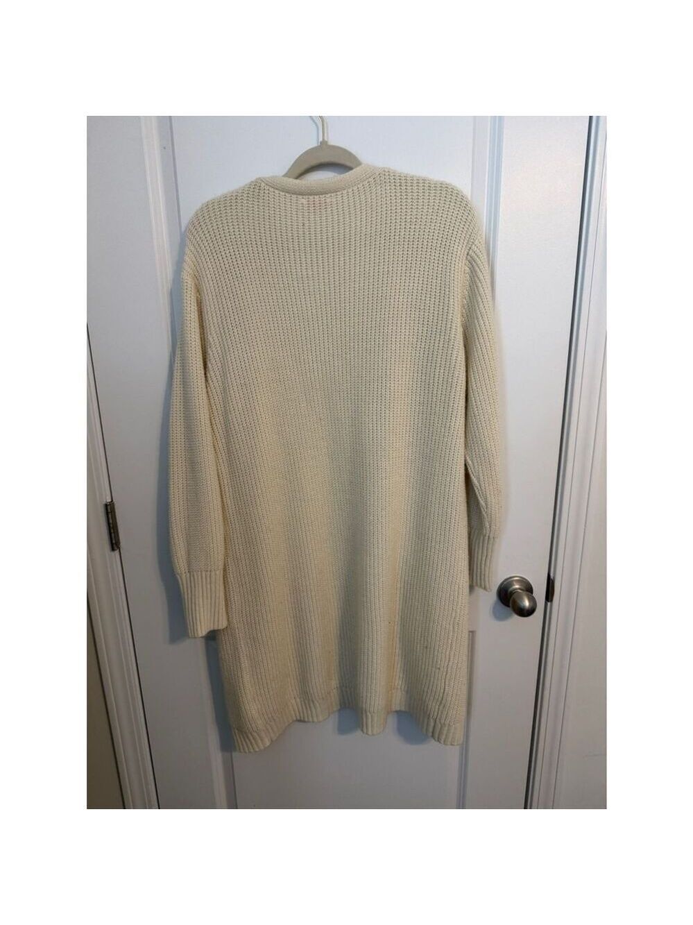 Pink Lily Cable Knit Open Front Cardigan XL Cream Long Sweater - Picture 3 of 3